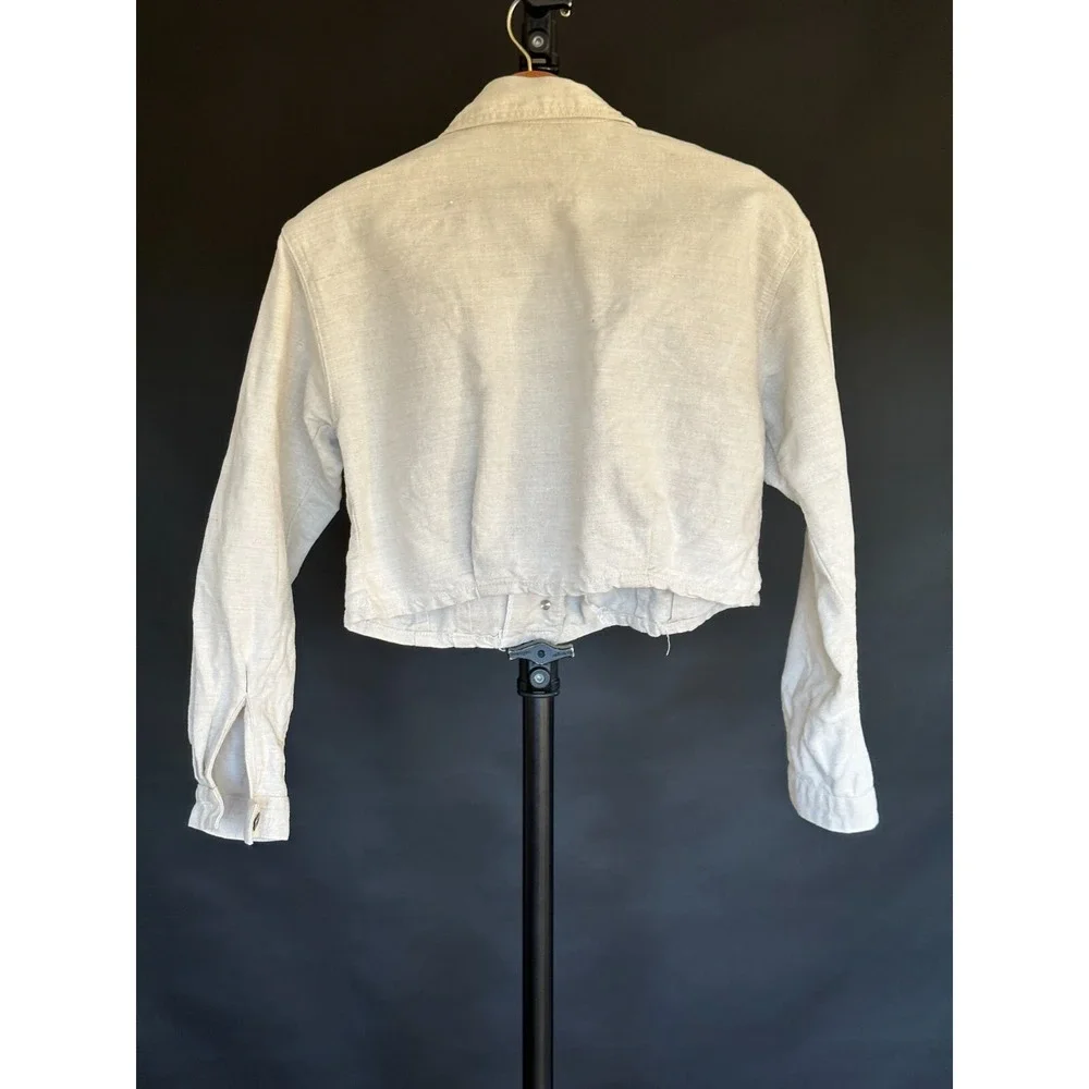 Vintage‎ Womens Paris Sport Club Linen Jacket Cream Ivory Large Buttons